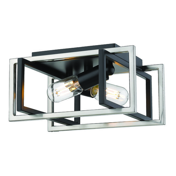 Tribeca Black and Pewter 11-Inch Two-Light Flush Mount, image 1